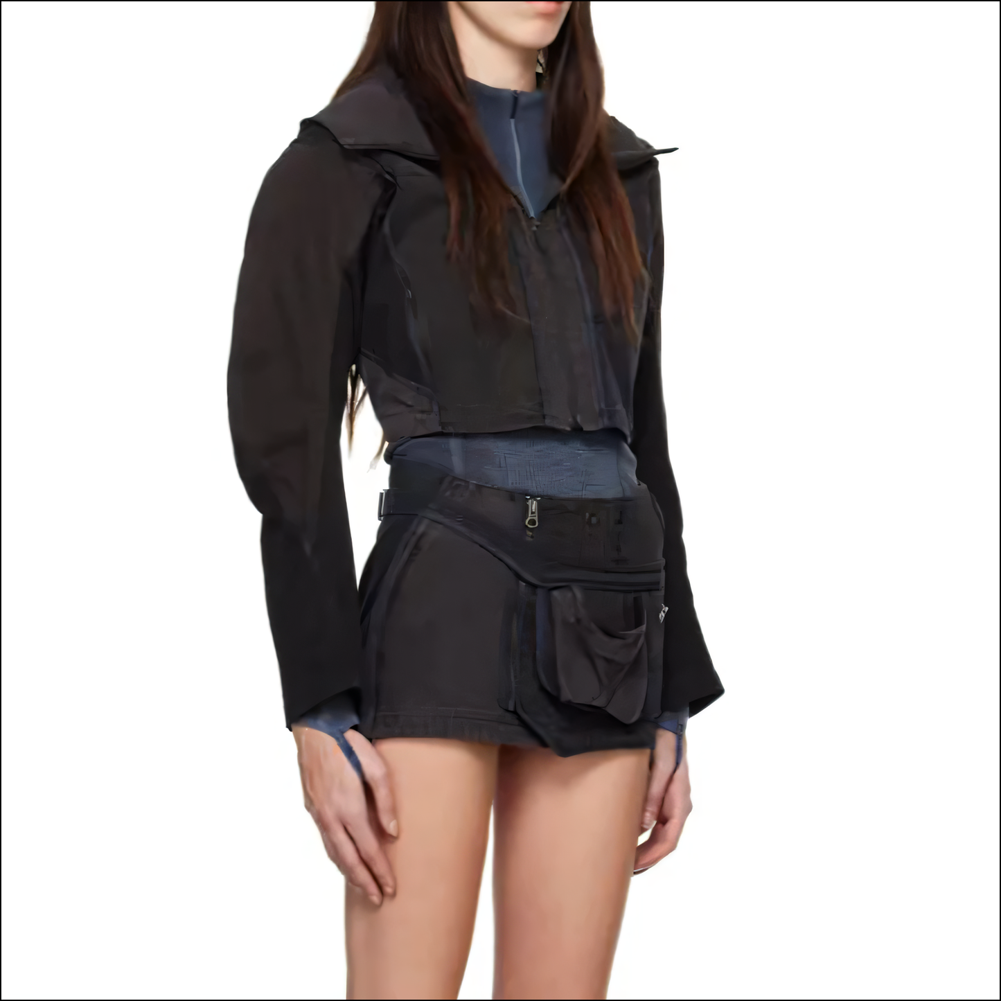 Damen Slim Fit Patchwork Kapuzen Kurzjacke Sets