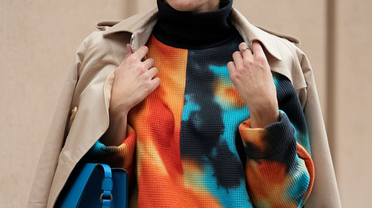 DIY-Anleitung: Damen Tie-Dye Patchwork Rollkragen Kapuzenpullover selber machen