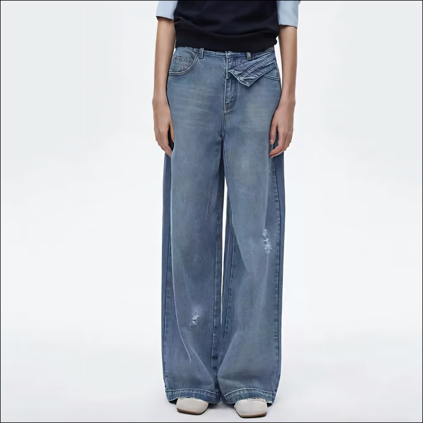 Damen Vintage Jeans mit umgeschlagenem Saum und Rissen