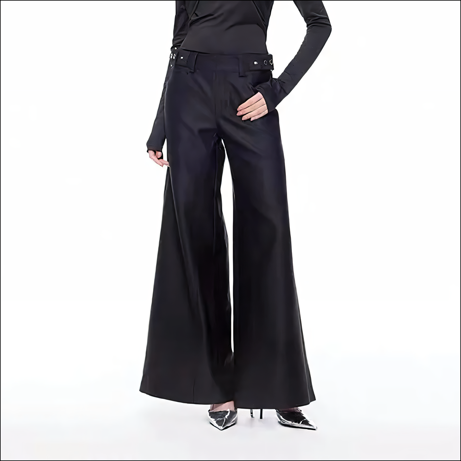 Stilvolle Damen-Weitbeinhosen mit Metallschnalle-Gürtel
