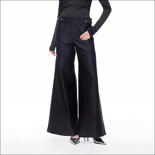 Stilvolle Damen-Weitbeinhosen mit Metallschnalle-Gürtel