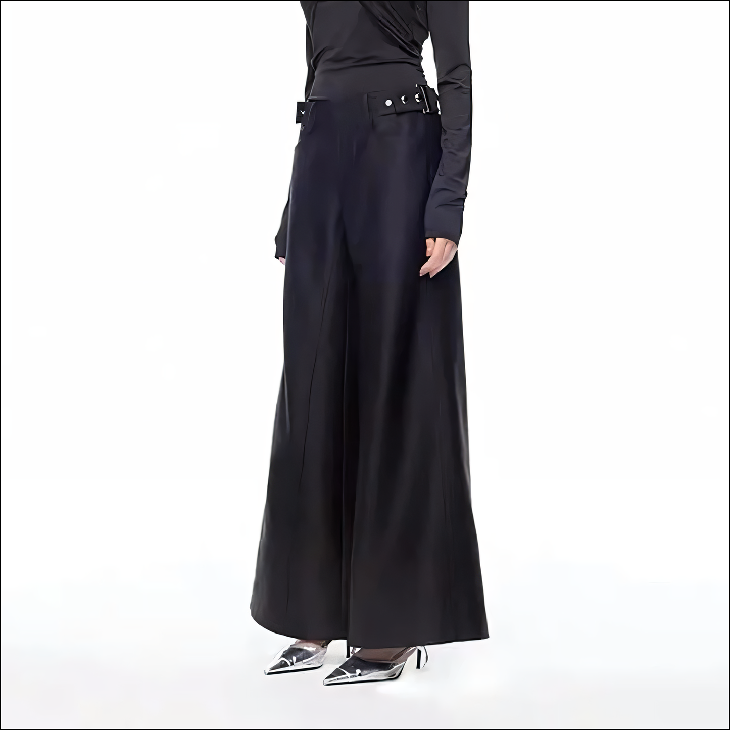 Stilvolle Damen-Weitbeinhosen mit Metallschnalle-Gürtel