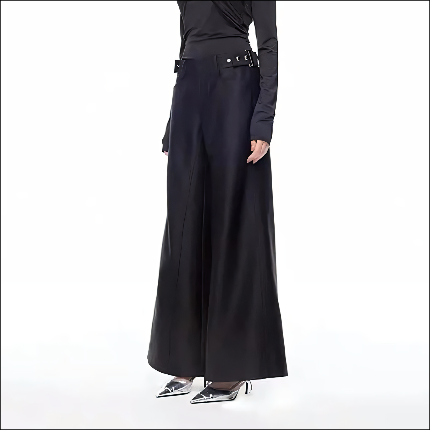 Stilvolle Damen-Weitbeinhosen mit Metallschnalle-Gürtel