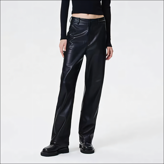 Trendige Damen-Weitbein-PU-Lederhose