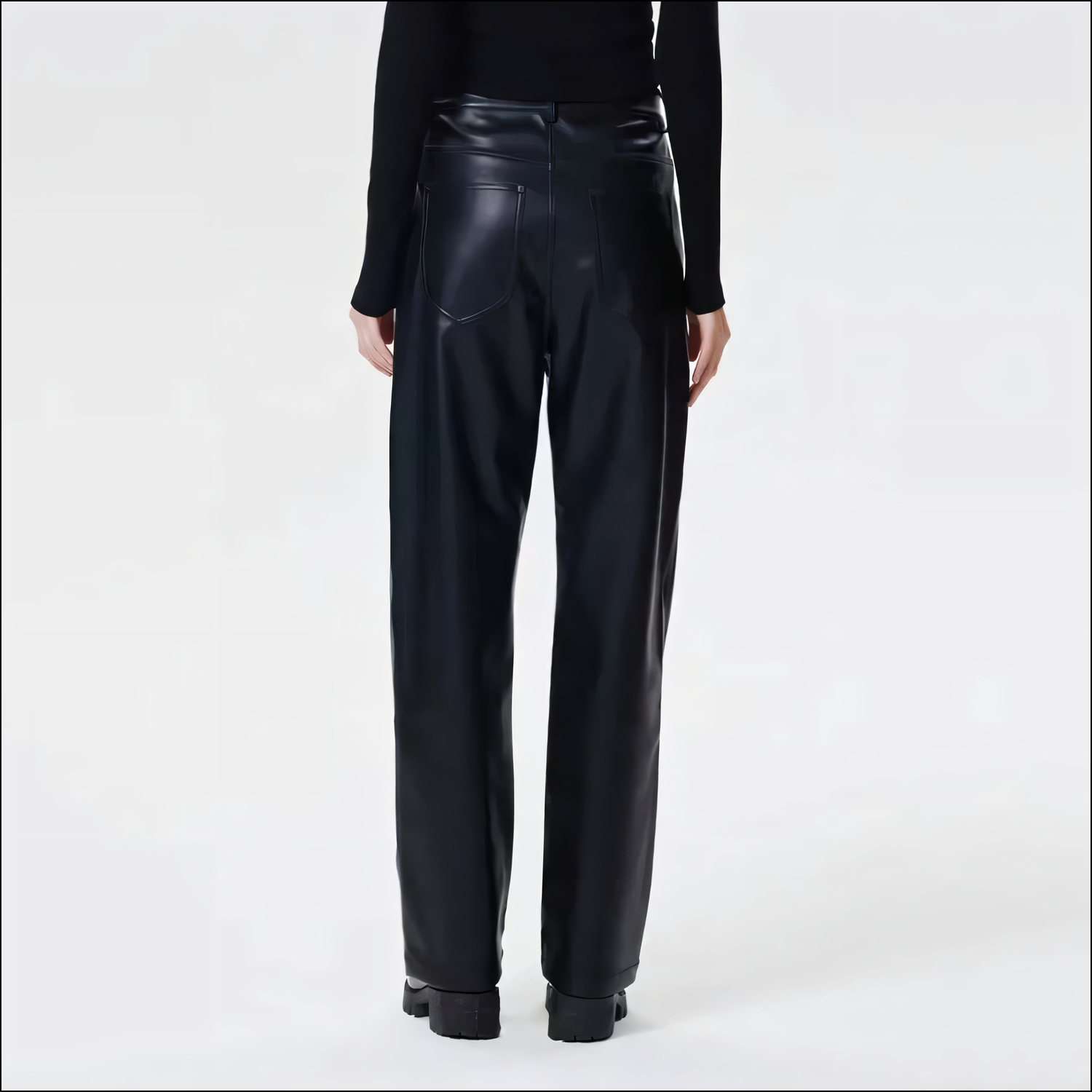 Trendige Damen-Weitbein-PU-Lederhose