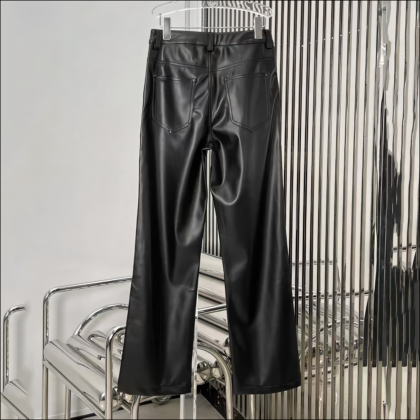 Trendige Damen-Weitbein-PU-Lederhose