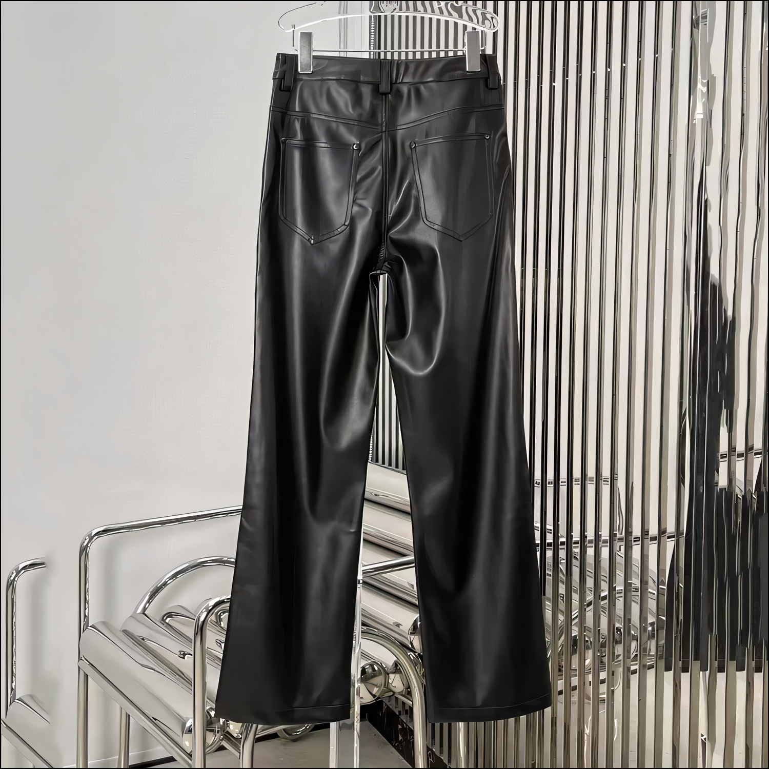 Trendige Damen-Weitbein-PU-Lederhose